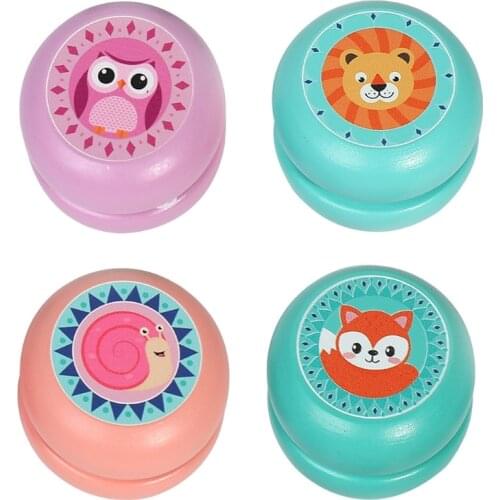 Wood Yo Yos Toys Animal Pattern Yoyo Ball Thread Control for Birthday Carnival Kids Children Prizes Gift