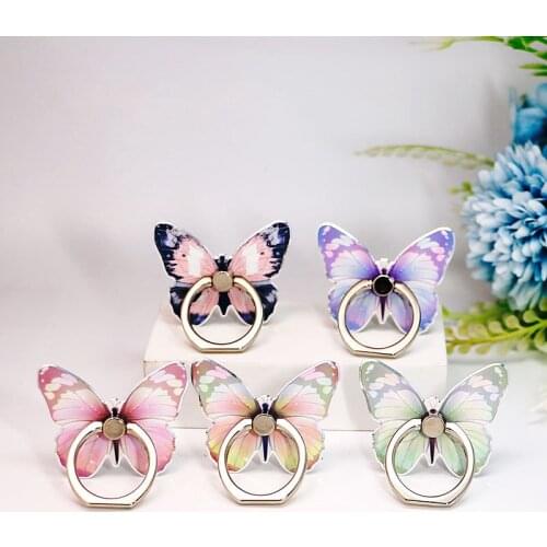 Mobile Phone Holder Ring Buckle Butterfly Painted Cartoon Cute Ring Buckle Mobile Phone Holder Portable Seat Bracket