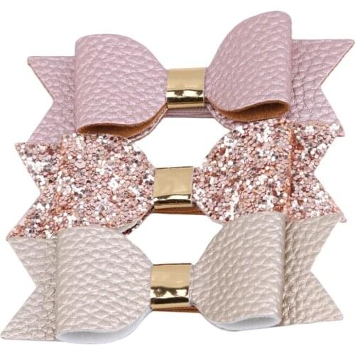 Baby Girl Hair Clip Combination Sets Bright Cute Bow Headwear Gelette Bow Hairpin Litchi Leather Child Head Decoration