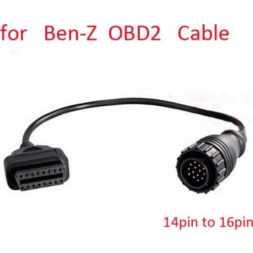 For Mercedes Benz MB OBD Connect 14 Pin Male to OBD2 OBDII DLC 16 Pin 16pin Female Connection Adapter Cables Diagnostic cable