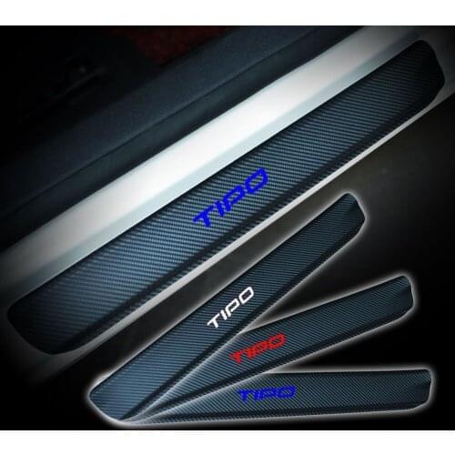 For Fiat TIPO Station Wagon Carbon Fiber Car Door Sill Protector Sticker Car Threshold Scuff Plate Vinyl Sticker