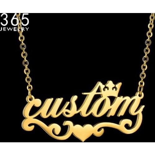 Customized Necklaces Crown Bottom Love Necklace Nameplate Stainless Steel Chain Personalized Jewelry Lady Gift цепь на шею Women