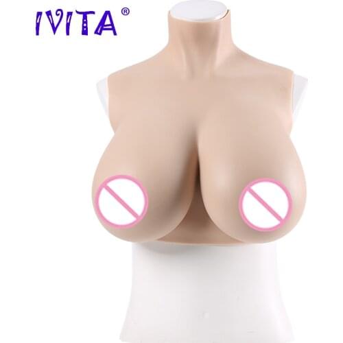 IVITA High Quality Artificial Silicone Breast Realistic Fake Boobs Tits H Cup for Crossdresser Transgender Drag Queen Shemale