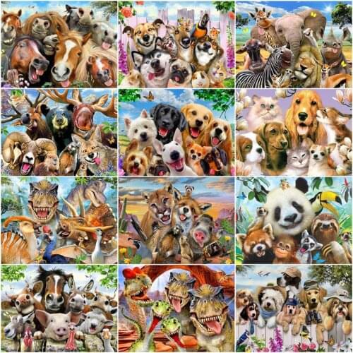 GATYZTORY Animal Dog Painting By Numbers On Canvas With Framed Oil Picture Drawing Acrylic Paint DIY Kits For Adults Coloring By