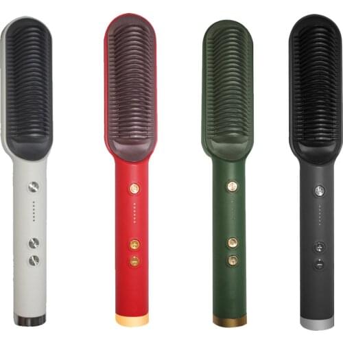 45W PTC Ceramic Hair Straighteners Multifunctional Hair Brush Curling Iron Straightening Comb Temperature Adjustment Hair Styler