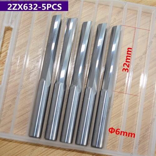 6mm*32mm,5pcs,Free shipping 2 Straight flutes end mill,CNC machine milling Cutter,Solid carbide wood tool,PVC,MDF,Acrylic,wood