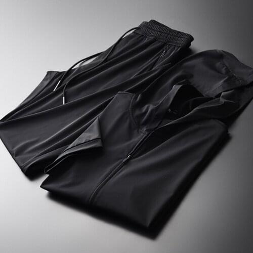 21C Summer Men Sets (jacket+pants) Luxury Hooded Zipper Short Sleeve Jacket Mens Sets Plus Size 4xl Slim Man Sets With Pants