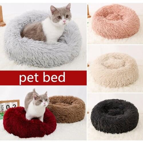 Round Cat Bed House Soft Long Plush Pet Dog Beds For Dogs Breathable Comfortable Non-slip Kitten Sofa Cats Products for Pets