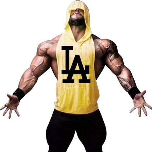 Summer Brand Clothing Bodybuilding Hooded Sleeveless Shirt Fitness Mens Tank Top Muscle Vest Cotton Gym Tank Top Sportswear