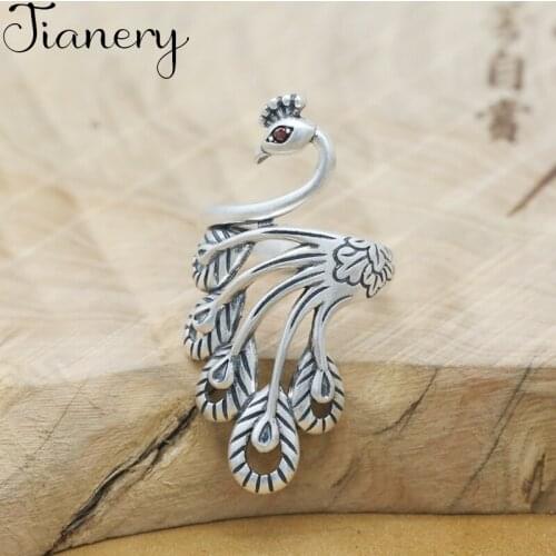 Personality Gothic Boho Peacock Rings For Women Lady Charm Engagement Jewelry Girls Open Finger Knuckle Rings 2021