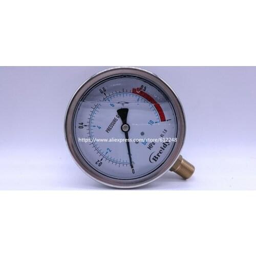 Oil/lquid pressure gauge,dia 100MM shock-proof hydraulic pressure gauge