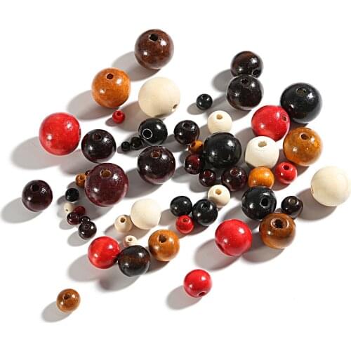 Fashion Wooden Beads 4/6/8/10/12/14/16/18/20mm Round Loose Wood Beads for Jewelry Making Bracelet Necklace Accessories