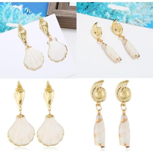 Fashion sweet personality creative earrings for women with shell pendant design female exquisite party kolczyki