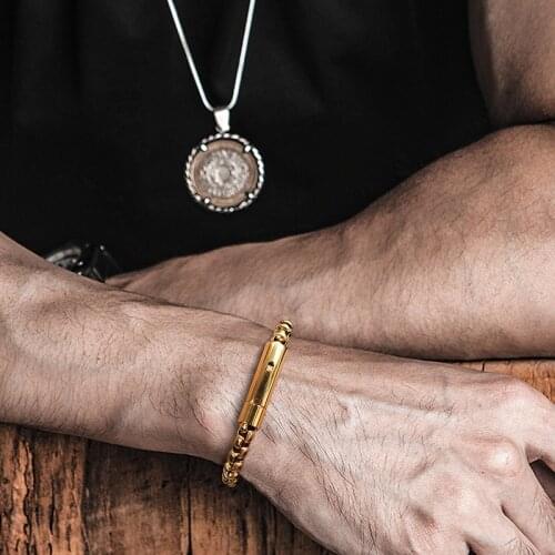 Vnox Stylish Stainless Steel Box Chain Bracelet Men Jewelry,6MM Wide Metal Link Chains Wristband Gift for Him, 21.5cm