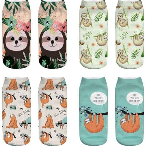 Printed Womens Socks Cartoon Men Sloth Casual Animal Short Cotton Autumn Colorful Fashion Hot Sell Unisex Female Low Cut