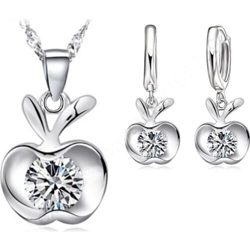 New Arrival Jewelry Sets 925 Sterling Silver Real Plated Cubic Zircon Lever Back Earrings Pendant Necklaces