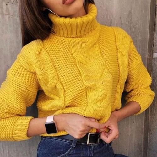 Autumn And Winter Loose Casual Turtleneck Twist Pullover Sweater Female Short Bat Sleeve Thick Wool Sweater