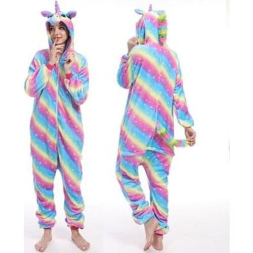 Adults Animal Unicorn Pajamas Nightie Winter Sleepwear Kigurumi Stitch Panda Lion Wolf Pyjamas Women Onesies Costumes Jumpsuit