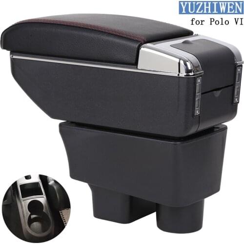 For Volkswagen Polo Armrest Box Polo VI Universal Car Central Armrest Storage Box cup holder ashtray modification accessories