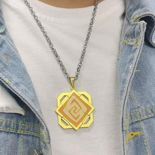 Hot Game Genshin Impact Necklace Metal Eye of God 7 Element Pendant 2021 Link Chain Choker Necklaces Charm Gifts Jewelry