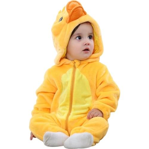 Purim Halloween Costumes Baby Boys Girls Cartoon Yellow Duck Costume Onesie Kigurumi Infant Toddler Romper Jumpsuit Flannel