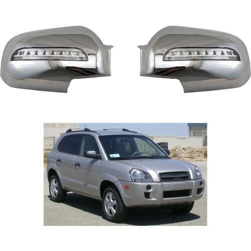 Novel style Car accessories 2PCS for Hyundai Tucson 2006 2007 2008 2009 ABS Chrome plated door mirror covers with LED