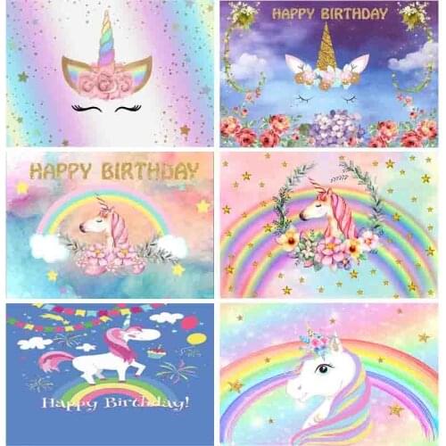 SHENGYONGBAO Unicorn Children Birthday Photography Backdrops Newborn Baby Photo Background Studio Photocalls Props 21519 HT-02