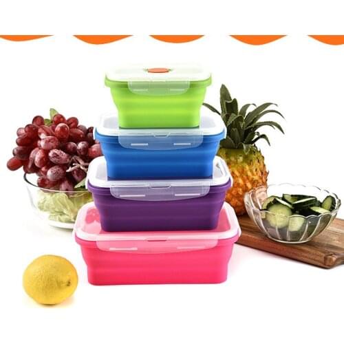 Silicone Bento Box Folding Lunch Bowl Food Storage Container Boxes Tableware SCIE999