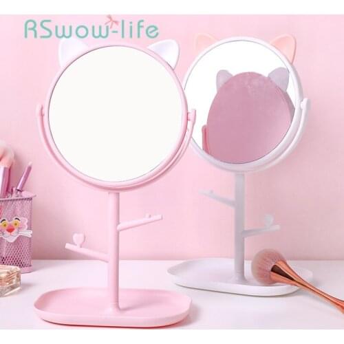Cute Desktop Makeup Mirror HD Dressing Mirror Desktop Mirror Bathroom Vanity Magnifying Mirrors Round Mirror Bathroom Mirror