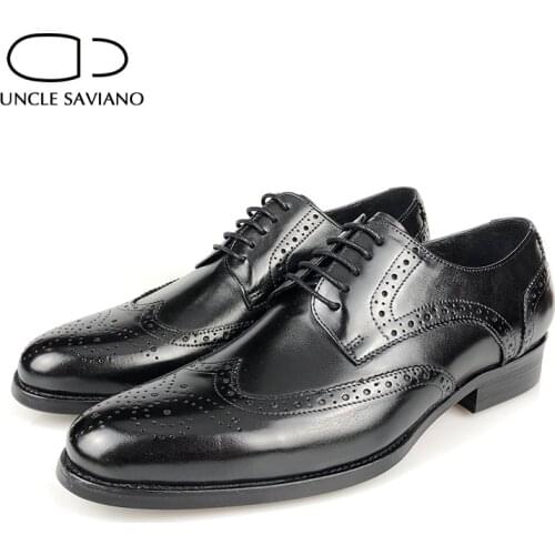 Uncle Saviano Oxford Dress Fashion Business Man Shoes Handmade Wedding Man Shoe Designer Formal Genuine Leather Best Men Shoes