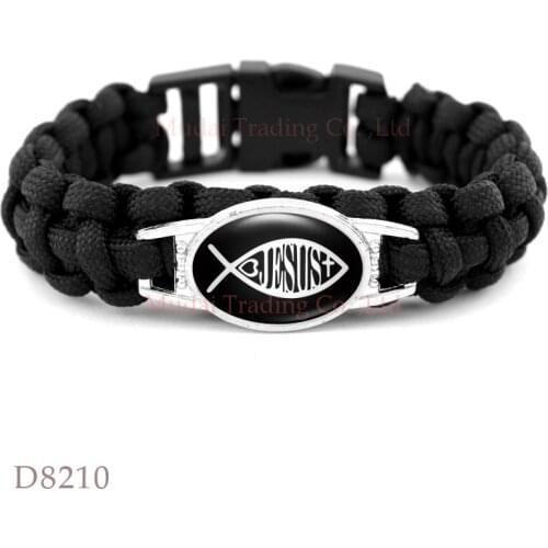 Veterans American Flag Jesus Moon Kiss the Girl Fork Starfish Outdoor Survival Paracord Charm Bracelets Women Men Boy Jewelry