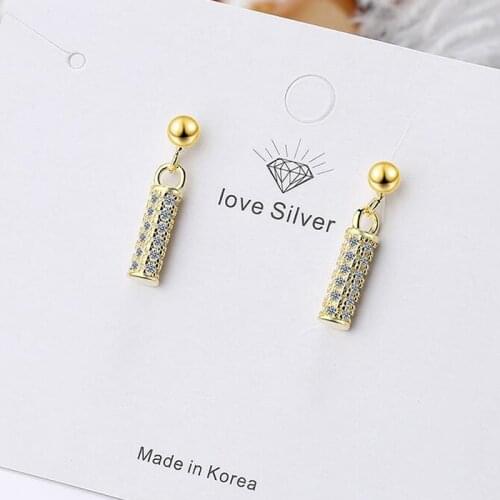 New quality Geometric Long Cylinder Drop Earrings Jewelry Clear Micro Cubic Zircon Statement Earring for Women Girl