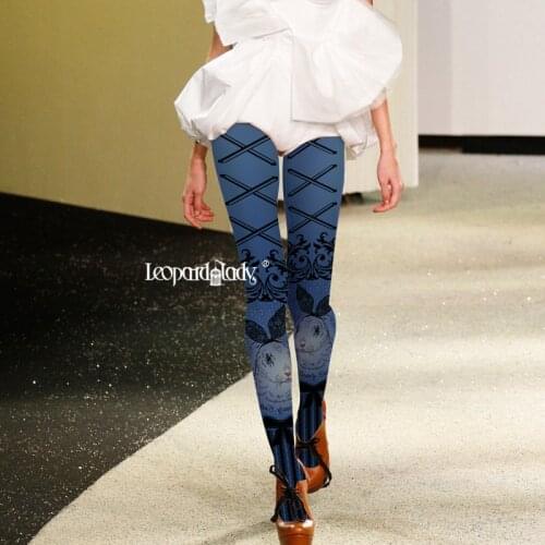 Rabbit printed patterned pantyhose with lace tie 140D womens tights