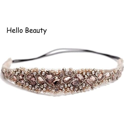 Women Fashion Hair Accessories Bridal Wedding Rhinestone Headband Crystal Head Piece Bling Hair Band Girls Hair Jewelry