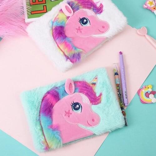 1 Pcs Cartoon Colorful Dream Unicorn Plush Notebooks Girls Portable Pocket Diary Planner Notepad Stationery Gift