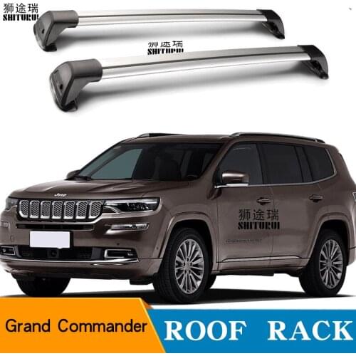 2 pcs For JEEP Grand Commander 5 Door SUV 2007-2013 roof rack roof bar car special aluminum alloy belt lock Led shooting