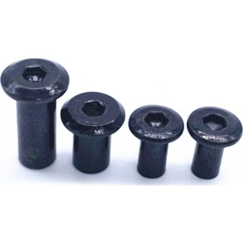 20pcs M4-M6 black plated Allen flat oblique head nuts hex socket inverted side connection furniture docking nut 8mm-20mm length