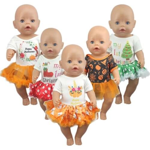 2020 lovely Christmas dress Set Fit For 43cm Baby Doll 17 Inch Reborn Baby Doll Clothes, Shoes are not included