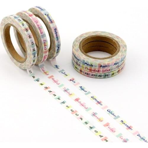3 pcs/lot Month week digital Planner Handbook Decorative Paper Washi Masking Tape School Supplies Stationery calendar Stickers