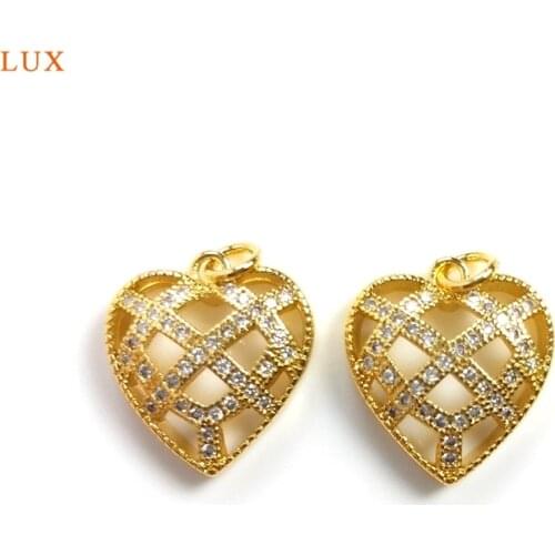 5pcs Shiny Micro CZ Love Pendant Necklaces For Women Jewelry Tiny Brass Plate Hollow Heart Pendant Dainty Jewelry Gift Finding