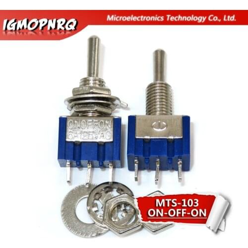 5Pcs Miniature Toggle Switch MTS-103 SPDT 6A 125VAC/3A 250VAC Mini Switch Lever Switch 3 Pin ON/OFF/ON