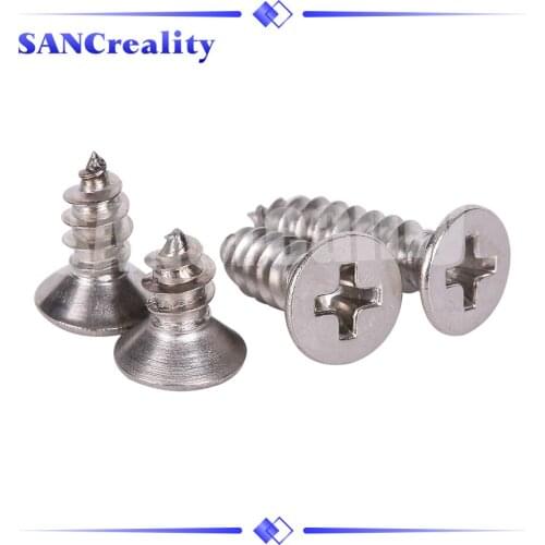 50pcs M3 304 Stainless steel Cross recessed countersunk Flat head tapping screws for 3d printer
