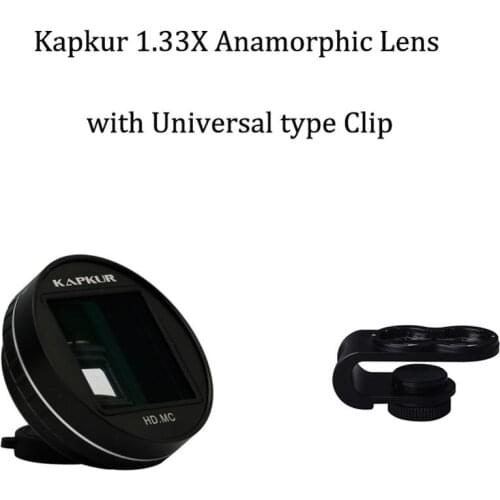 Kapkur 1.33X anamorphic lens + universal type clip , for wide screen video taken