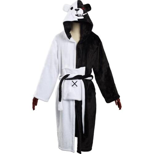 Anime Bathrobe Danganronpa Monokuma Cosplay Bath Robe Sleepwear Coral Fleece Robe Pyjamas