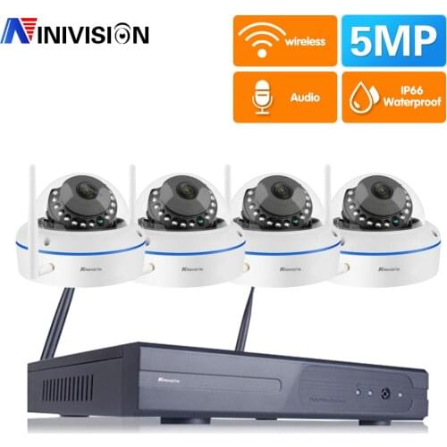 4CH 5MP Wireless WIFI CCTV System 4CH NVR Kit H.265+ 4Pcs Outdoor IP66 Security IP Bullet Camera P2P Video Surveillance Set