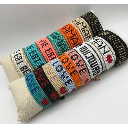 BLUESTAR Women Bracelet MIYUKI Bead Bracelets LOVE Letter Heart Pulseras Mujer Moda Handmade Woven Jewellery 2021