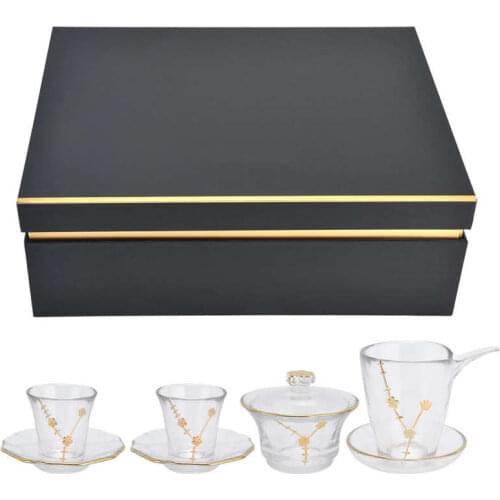 Household Crystal Tea Set Heat Resisting Tea Glasses Cups And Saucers Set Teaware Drinkware Advanced Gift For Friends Family