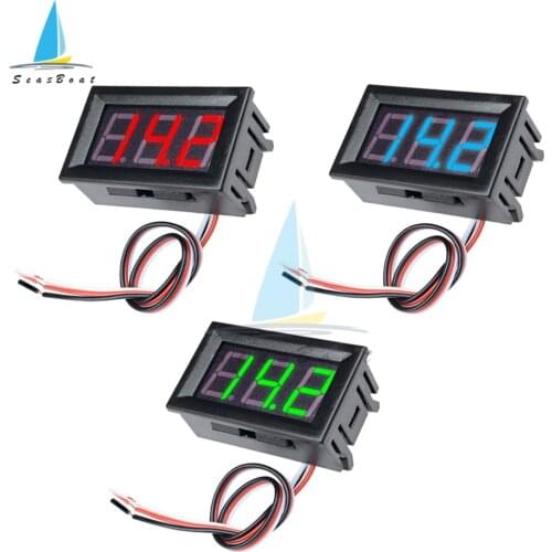 Digital Voltmeter DC 4.5V to 30V Digital Voltmeter Voltage Panel Meter Red/Blue/Green For 6V 12V Electromobile Motorcycle Car