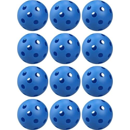 CRESTGOLF 12pcsx72mm Plastic Baseballs Practice Airflow Floor Ball Soft Ball de with 4 Colors for Choice