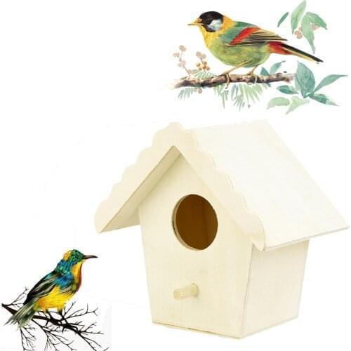 Wood Birds Nest House Bird House Bird Box Hanging Decoration Creative wall-mounted wooden outdoor nest bird house Garden Decor